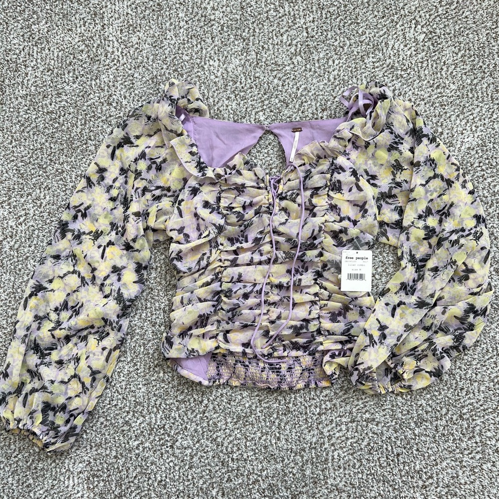 Floral Ruched Women's Top - Purple